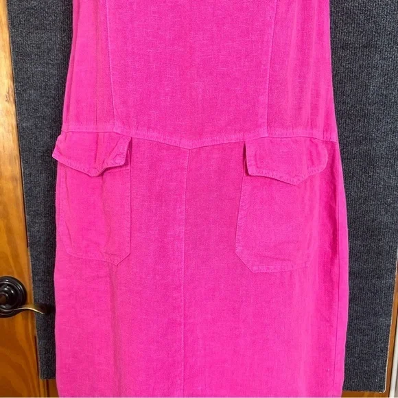 Boston Proper 100% Linen Pink Sleeveless Sheath Cargo Dress Women's Size XS - Picture 3 of 8